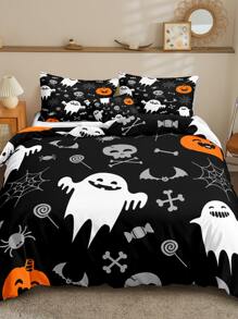 Set colcha sin relleno con patrón de Halloween - Multicolor - Ver 4