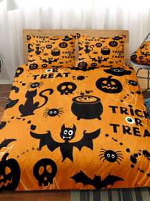 Set colcha sin relleno con patrón de Halloween - Multicolor - Ver 1