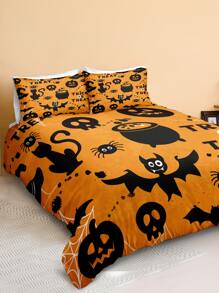 Set colcha sin relleno con patrón de Halloween - Multicolor - Ver 2