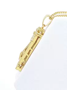 chiếc Vương Miện Đính Đá Cubic Zirconia & Vòng Cổ Chữ Cái - Vàng - Xem 7