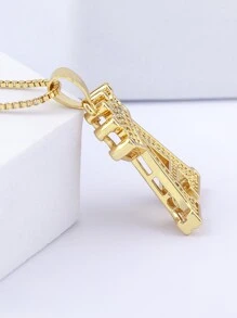 chiếc Vương Miện Đính Đá Cubic Zirconia & Vòng Cổ Chữ Cái - Vàng - Xem 8