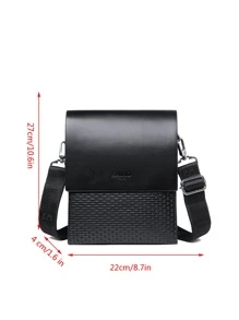 saroxi 1pc Minimalist PU Men's Crossbody Bag, Black/Brown, Multifunctional Shoulder Bag For Casual, Commuting, Gift For Boyfriend Pouch