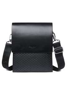 saroxi 1pc Minimalist PU Men's Crossbody Bag, Black/Brown, Multifunctional Shoulder Bag For Casual, Commuting, Gift For Boyfriend Pouch