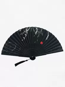 1 件花卉印花随机颜色折扇最佳礼物 - 彩色 - 查看 4