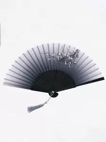 1 件花卉印花随机颜色折扇最佳礼物 - 彩色 - 查看 6