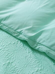 Plain Textured Duvet Cover Set Without Filler - Green - View 2