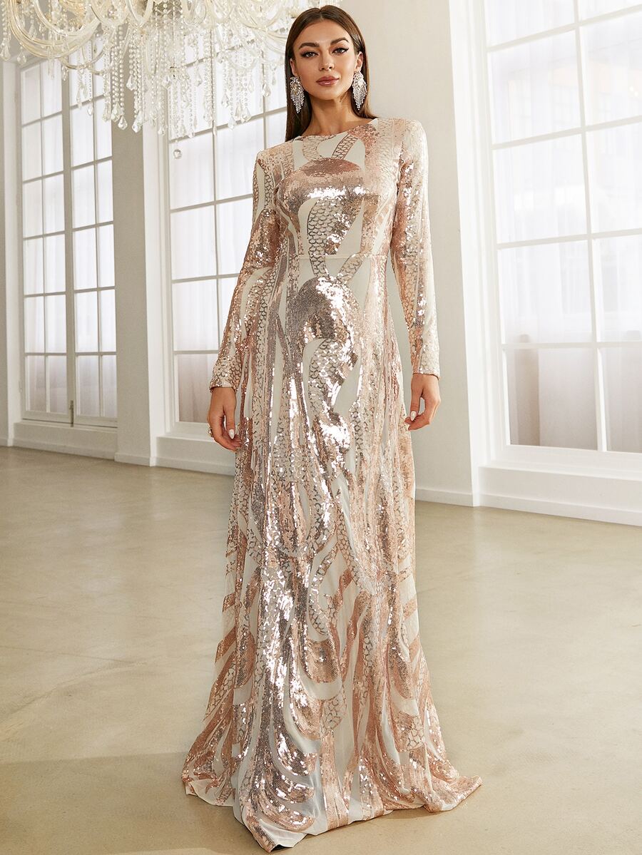 Missord Sequin Decor Prom Dress