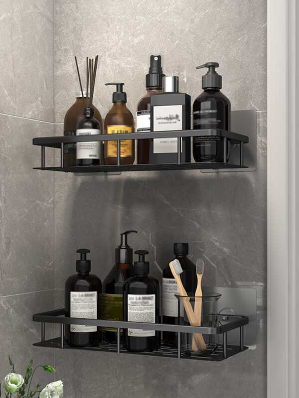 1pc Solid Wall Mounted Bathroom Storage Rack,Shower Caddy Shelf