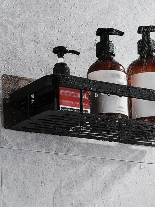 1pc Solid Wall Mounted Bathroom Storage Rack,Shower Caddy Shelf