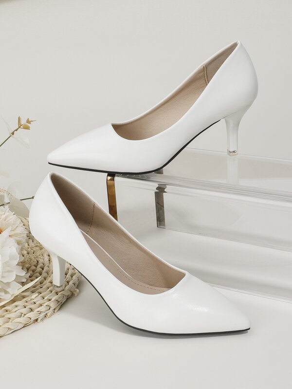 Femme Élégant Unicolore Chaussures À Talons Hauts Avec À Bout Pointu Et Mince Chaussures À Talons Hauts , Blanc