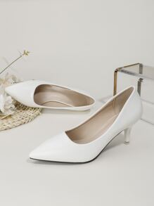 Femme Élégant Unicolore Chaussures À Talons Hauts Avec À Bout Pointu Et Mince Chaussures À Talons Hauts , Blanc