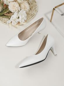 Femme Élégant Unicolore Chaussures À Talons Hauts Avec À Bout Pointu Et Mince Chaussures À Talons Hauts , Blanc