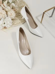 Femme Élégant Unicolore Chaussures À Talons Hauts Avec À Bout Pointu Et Mince Chaussures À Talons Hauts , Blanc
