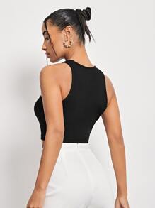 SHEIN ICON Asymmetrical Shoulder Crop Top, Going Out Top - Black - View 3