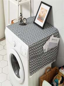 Bubaba 1件灰色箭头印花防尘罩，简约北欧风洗衣机收纳袋，家用电器罩，适用于厨房、卧室、餐厅、酒店、日常节日装饰、四季通用、婚礼、Y2K、派对、母亲节礼物、卧室装饰、花园、厨房装饰、夏季、海滩、旅行必备、房间装饰、软萌、毕业季 - 灰色 - 查看 9