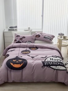 Halloween Print Duvet Cover Set Without Filler - Multicolor - View 1