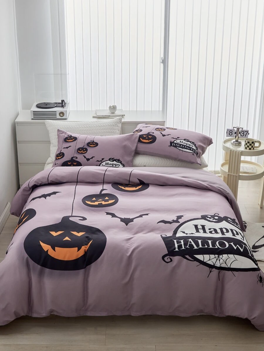 Halloween Print Duvet Cover Set Without Filler - Multicolor - View 1