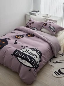 Halloween Print Duvet Cover Set Without Filler - Multicolor - View 2