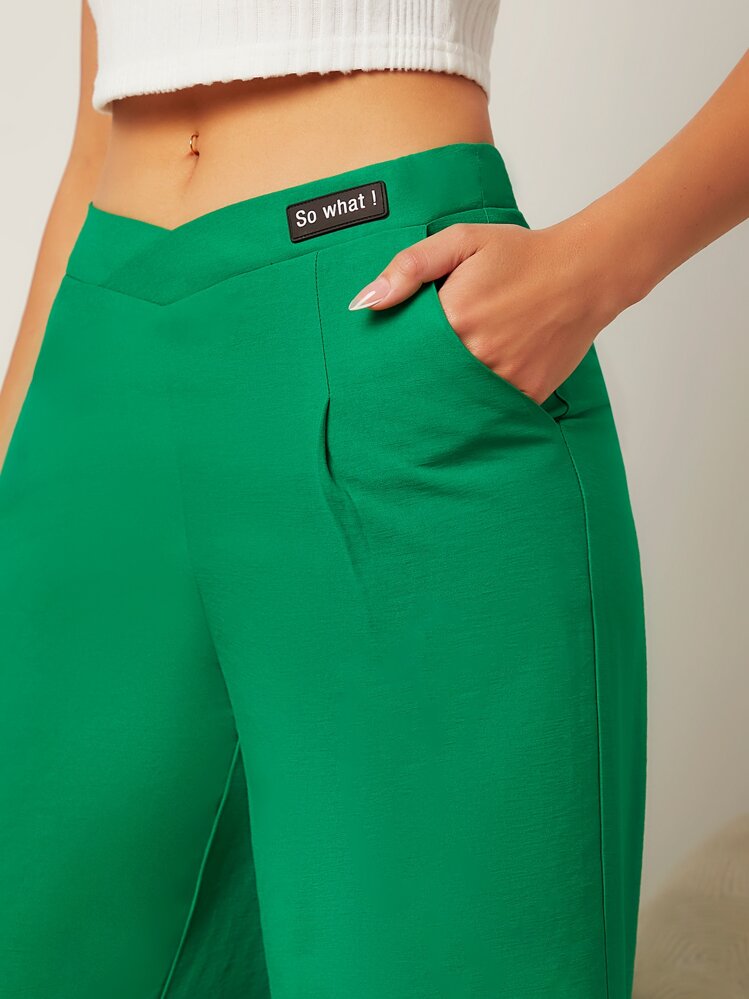 Firerie Quần nữ Đắp vá Túi Dây kéo Lá thư Thanh lịch - màu xanh lá - Xem 5