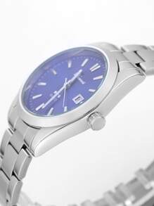 Men Round Pointer Date Quartz Watch - Silver - View 5