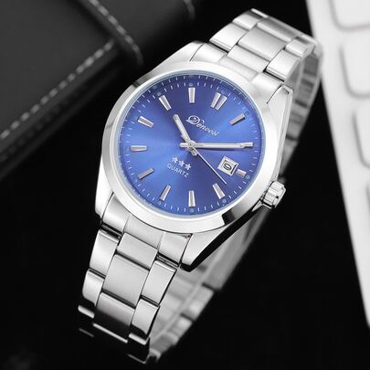 Men Round Pointer Date Quartz Watch