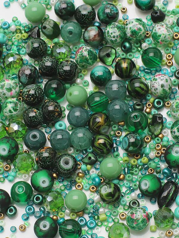 42g/Pack Green Glass Bead Assorted DIY Jewelry Making Kit For Necklace, Bracelet, Accessories For Women