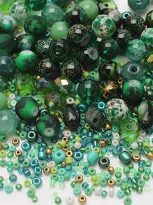 42 克/包 绿色玻璃珠组合 DIY 珠宝制作套件 适用于项链、手链、女士配饰 - 綠色 - 查看 4