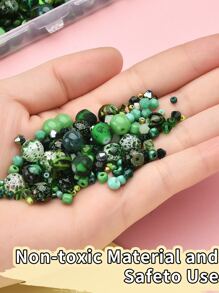 42 克/包 绿色玻璃珠组合 DIY 珠宝制作套件 适用于项链、手链、女士配饰 - 綠色 - 查看 5