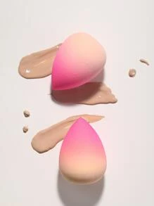2pcs Ombre Waterdrop Design Makeup Sponge - Multicolor - View 2