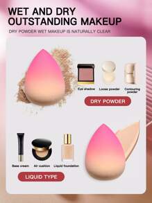 2pcs Ombre Waterdrop Design Makeup Sponge - Multicolor - View 3