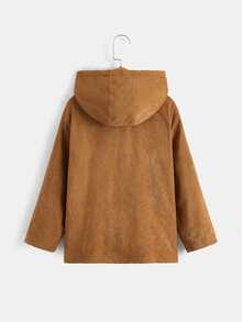 SHEIN 男孩翻蓋口袋毛絨內襯連帽外套