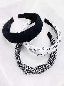 Bộ 3 chiếc băng đô vải bản rộng thời trang và đa năng dành cho nữ, nhiều màu sắc và họa tiết da báo, phù hợp sử dụng hàng ngày và đi làm, phụ kiện tóc, băng đô cài tóc, phụ kiện đội đầu. - Nhiều màu - Xem 5