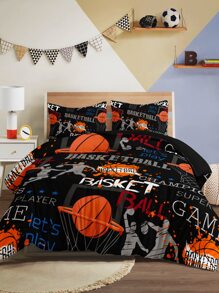 Basketball Print Duvet Cover Set Without Filler - Multicolor - View 1