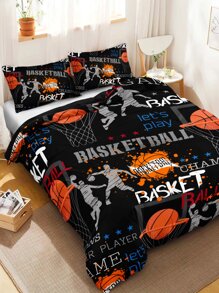 Basketball Print Duvet Cover Set Without Filler - Multicolor - View 2