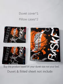 Basketball Print Duvet Cover Set Without Filler - Multicolor - View 5
