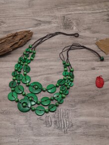 Châu âu & Retro Dừa lột vỏ Vòng cổ đính cườm - màu xanh lá - Xem 3