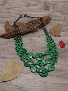 Châu âu & Retro Dừa lột vỏ Vòng cổ đính cườm - màu xanh lá - Xem 4