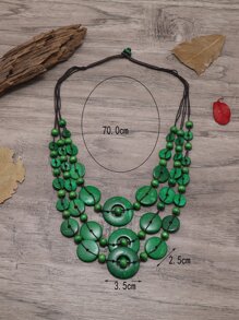 Châu âu & Retro Dừa lột vỏ Vòng cổ đính cườm - màu xanh lá - Xem 5