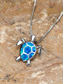 Turtle Pendant Necklace - Multicolor - View 1