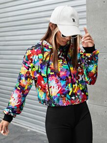 SHEIN Coolane Hoodie In Splash Ink Thả vai Dây rút - Nhiều màu - Xem 1