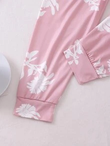 Girls Floral & Letter Graphic PJ Set - Multicolor - View 4