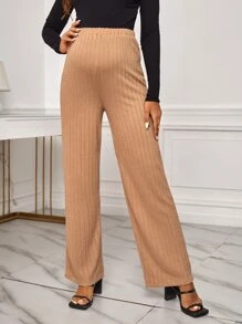 SHEIN Maternity Adjustable Waist Trousers - Khaki - View 1