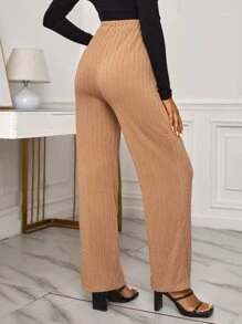 SHEIN Maternity Adjustable Waist Trousers - Khaki - View 2