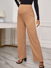 SHEIN Maternity Adjustable Waist Trousers - Khaki - View 3