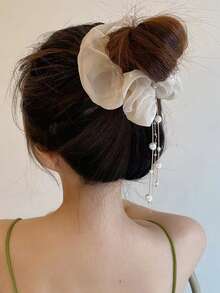 Dây buộc trang trí ngọc trai giả thanh lịch - Màu be - Xem 2