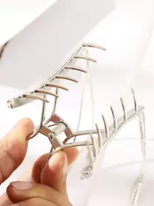 Rhinestone Fringe Decor Hair Claw Casual - Silver - View 3