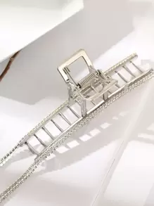 Rhinestone Fringe Decor Hair Claw Casual - Silver - View 4