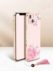 Ốp Điện Thoại Hình Hoa Có Mặt Dây Tua Rua Tương Thích Với iPhone15/15Plus/15Pro/15Promax - Màu Hồng baby - Xem 3