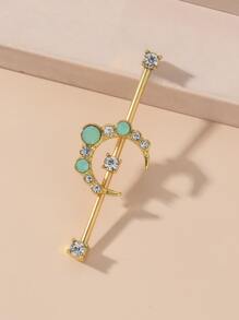 1 pendiente de decoración de luna y diamantes de imitación, joyería de acero inoxidable - Multicolor - Ver 1