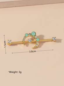 1 pendiente de decoración de luna y diamantes de imitación, joyería de acero inoxidable - Multicolor - Ver 3